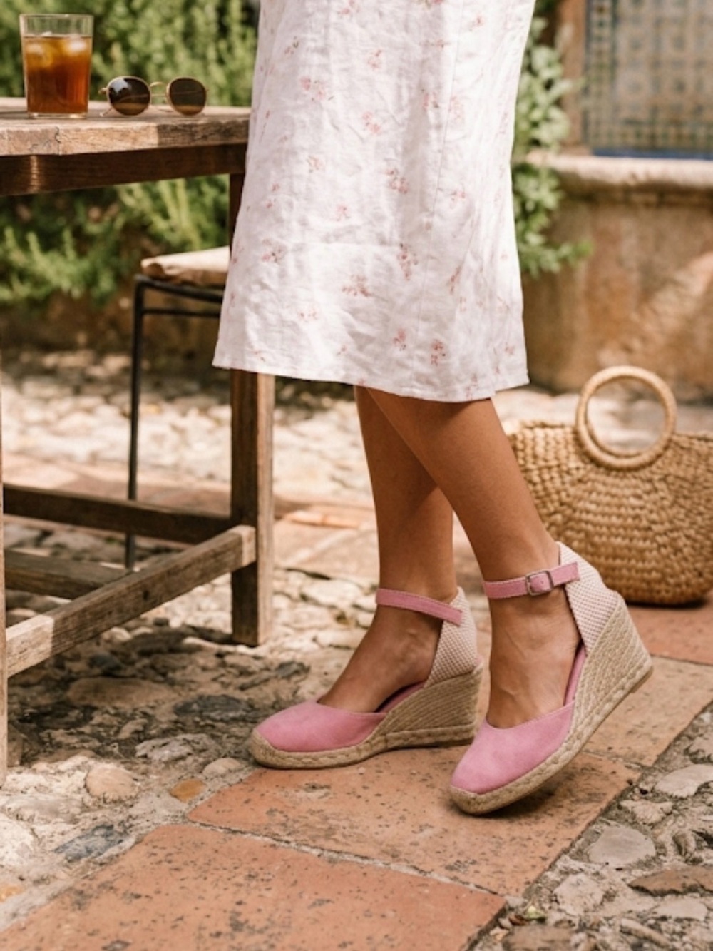 L'INTERVALLE Pink Espadrille Wedge Sandals